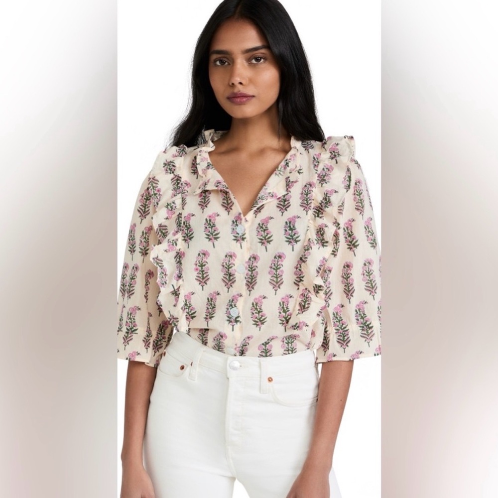 SZ Blockprints Hartley‎ top in faded rose print Size Medium